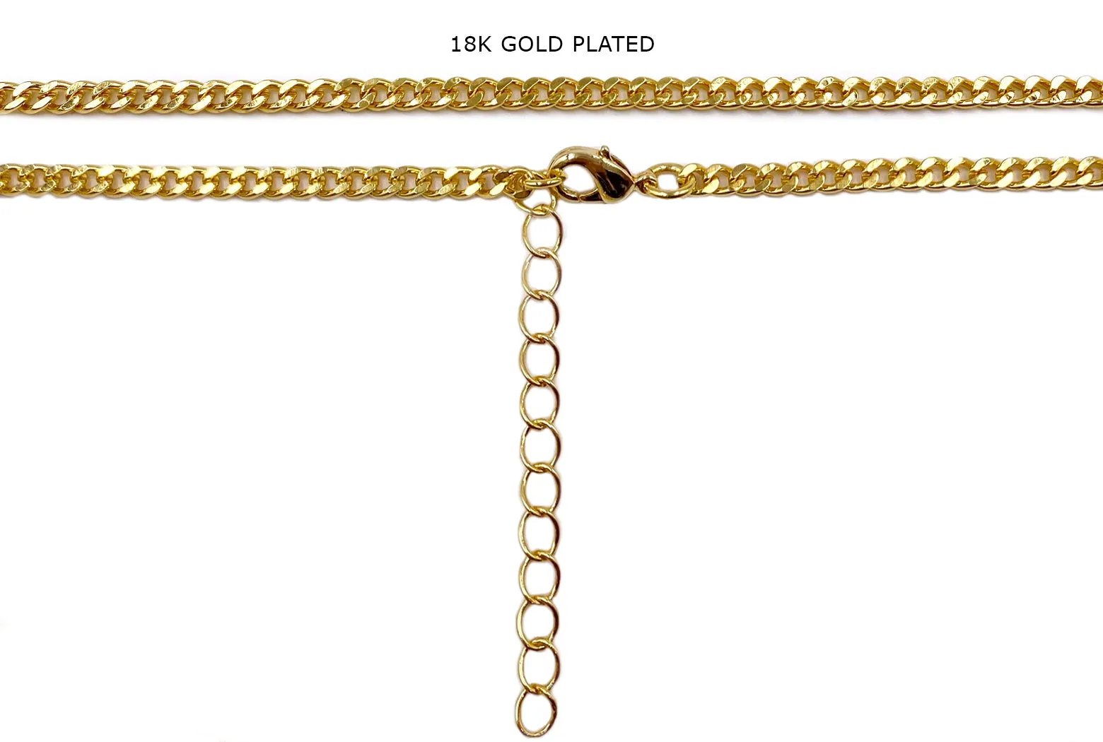 A2068 Ready To Use Adjustable Curb Chain Necklace With Clasp & Extender Chain