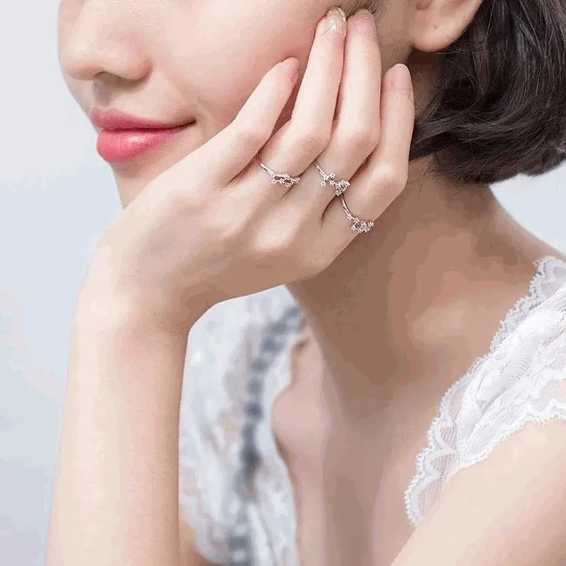 Adjustable Sterling Silver S925 Zodic Constellation Rings