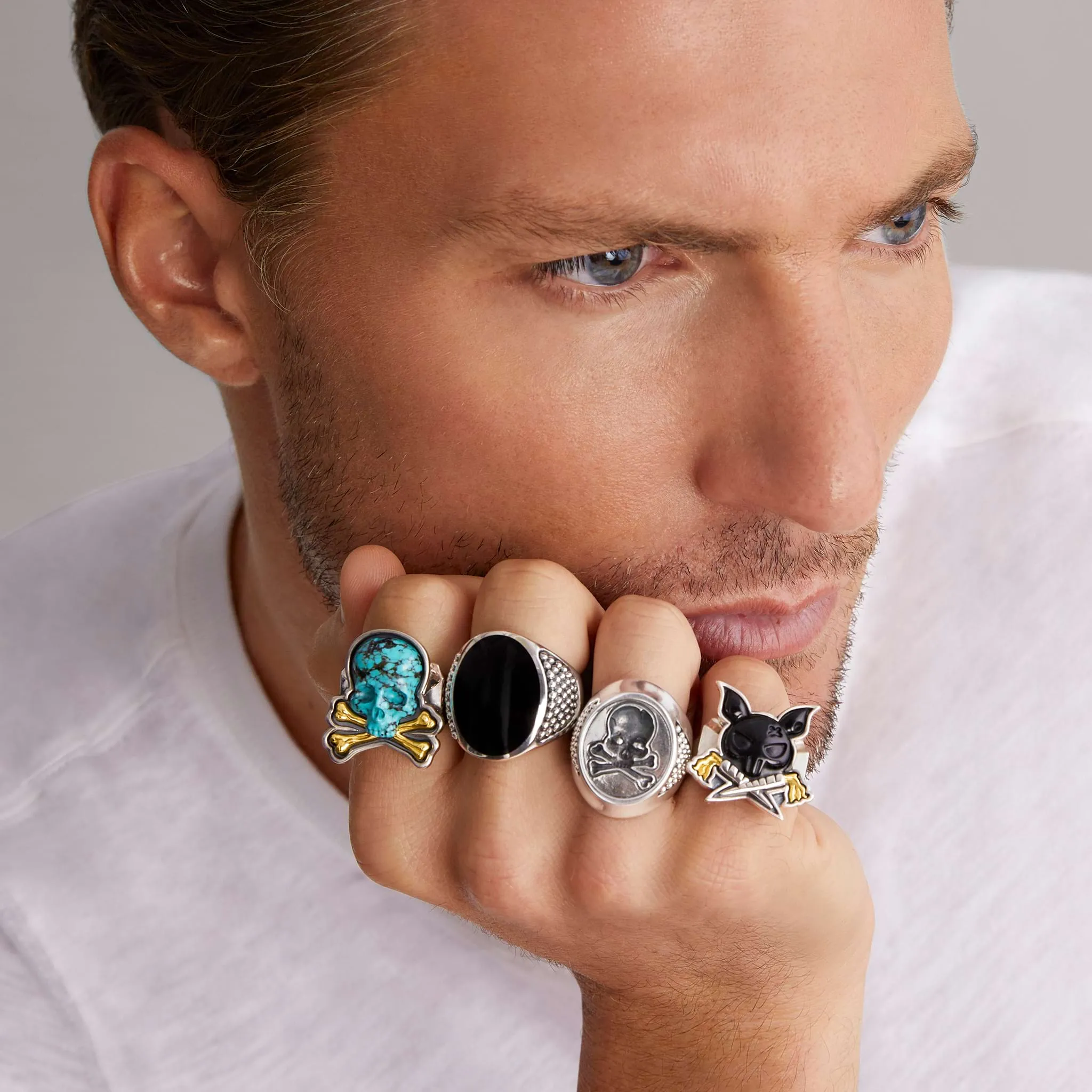 Anthem Turquoise Skull and Bones Statement Ring