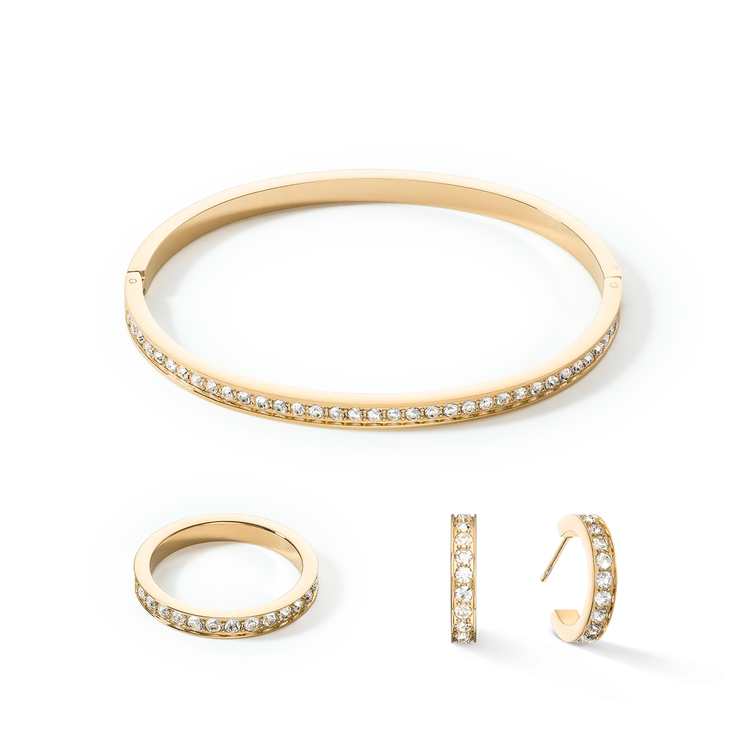 Bangle stainless steel & crystals gold crystal 17