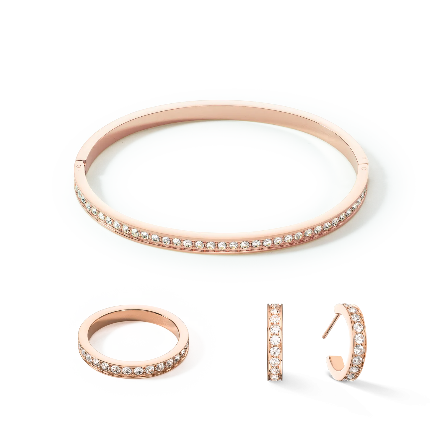 Bangle stainless steel & crystals rose gold crystal 17