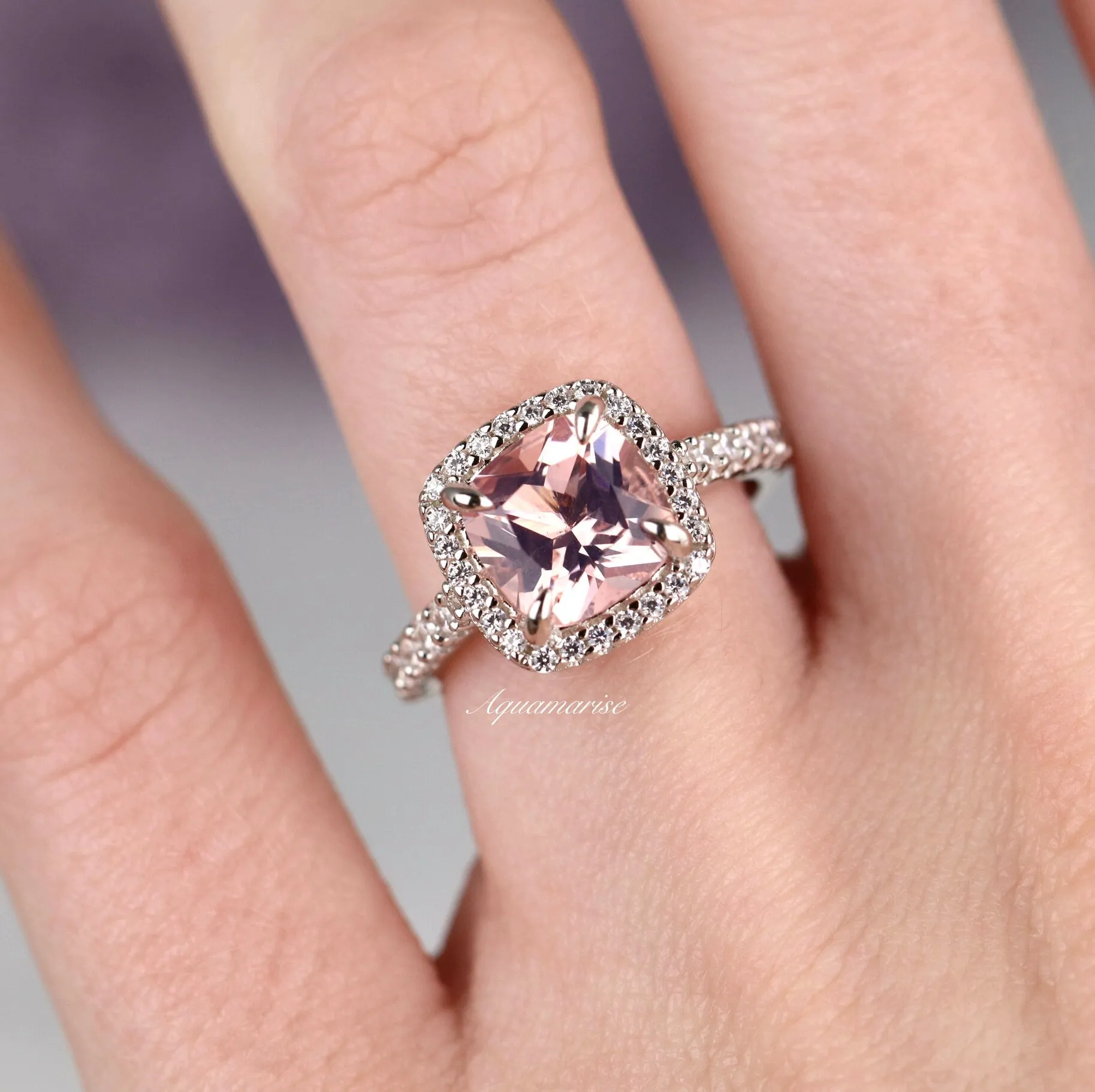 Belle Morganite Ring- Sterling Silver