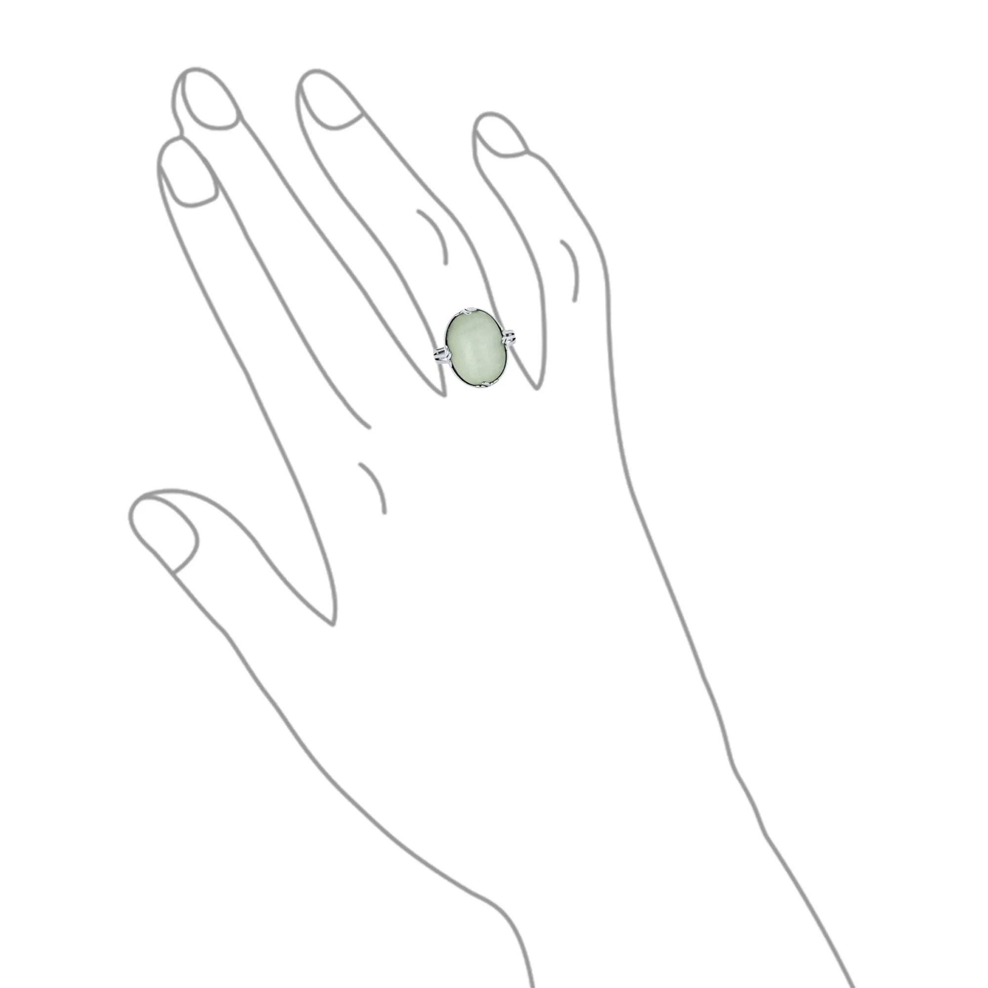 Big Oval Gemstone Western Statement Jade Turquoise Ring .925 Silver