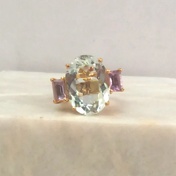 Blue Topaz with Amethyst Cocktail Ring