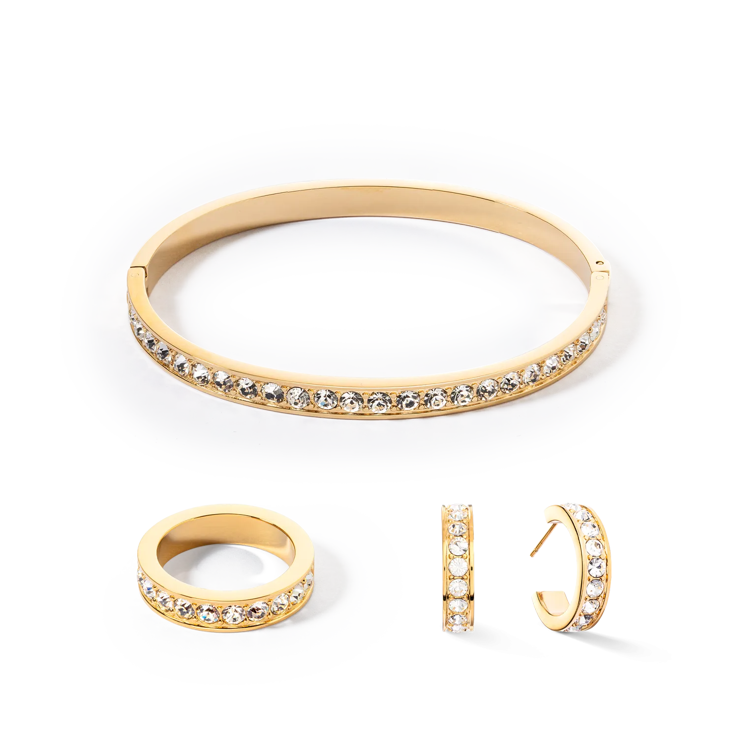 Bracelet stainless steel & crystals gold crystal (size 17 cm)