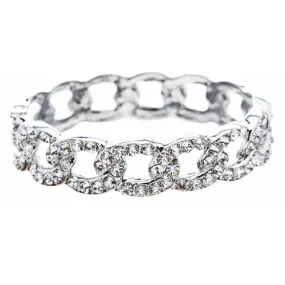 Bridal Wedding Jewelry Crystal Rhinestone Classic Oval Linked Stretch Bracelet