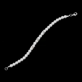 Bridal Wedding Jewelry Crystal Rhinestone Pearl Single Linear Bracelet Silver