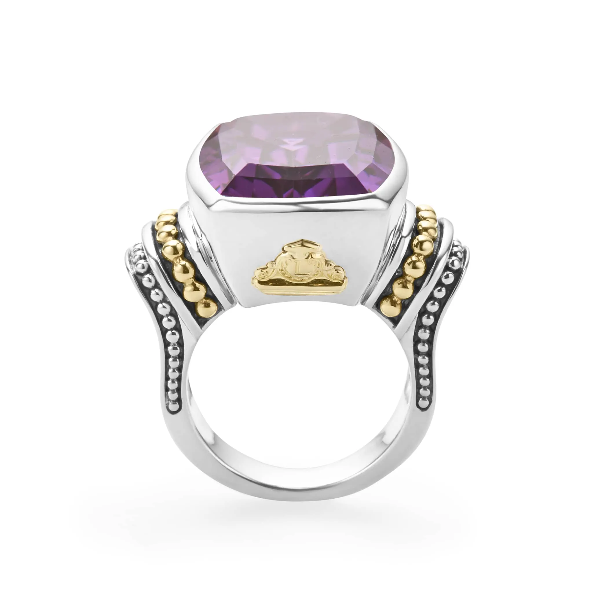 Caviar Color Large Amethyst Statement Ring