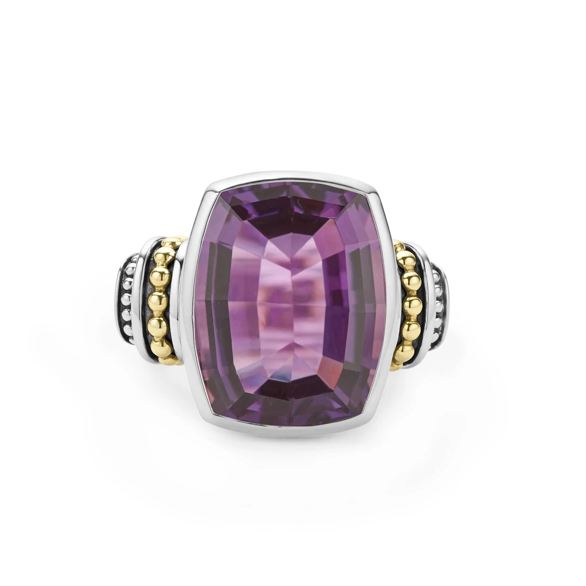 Caviar Color Large Amethyst Statement Ring
