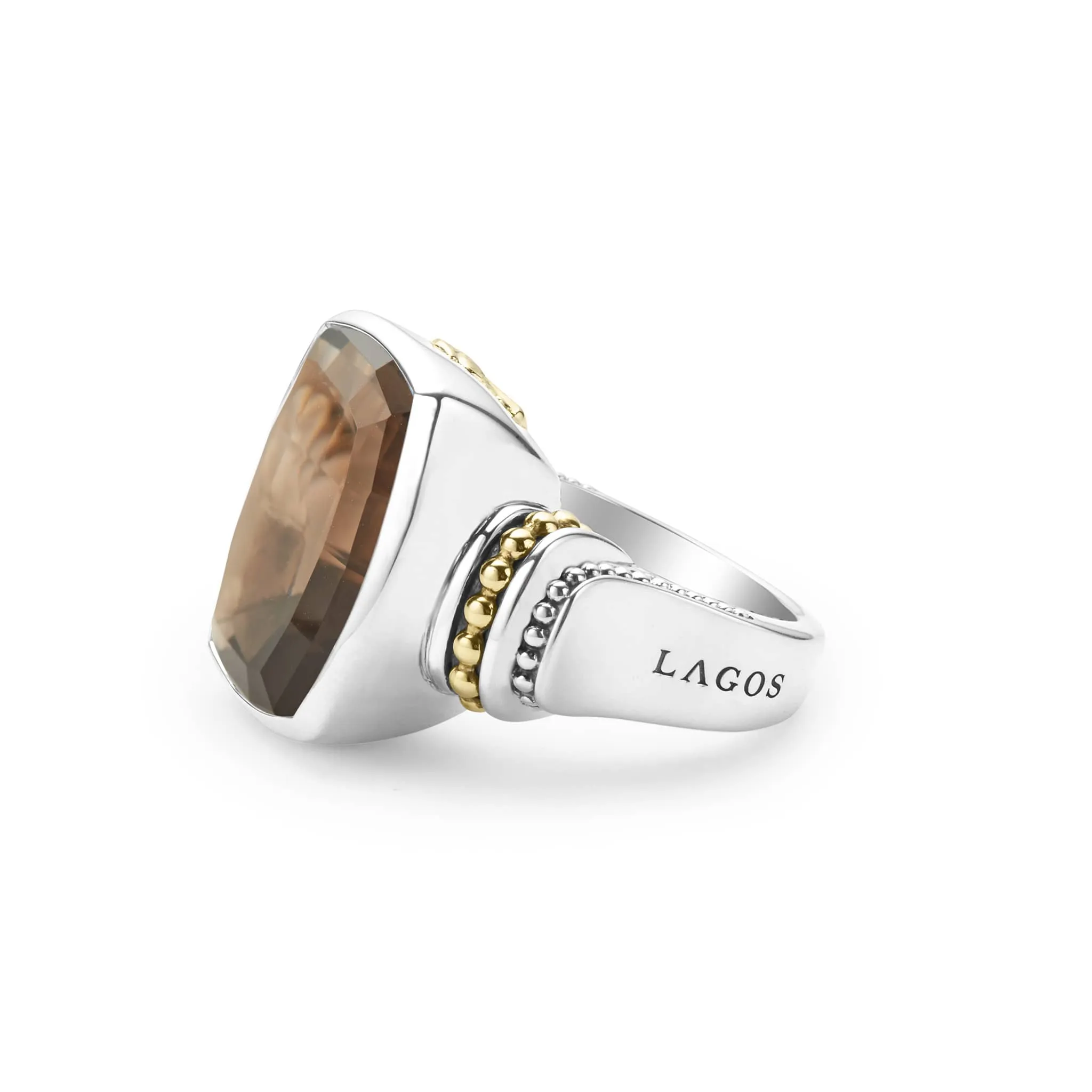 Caviar Color Large Smokey Quartz Statement Ring