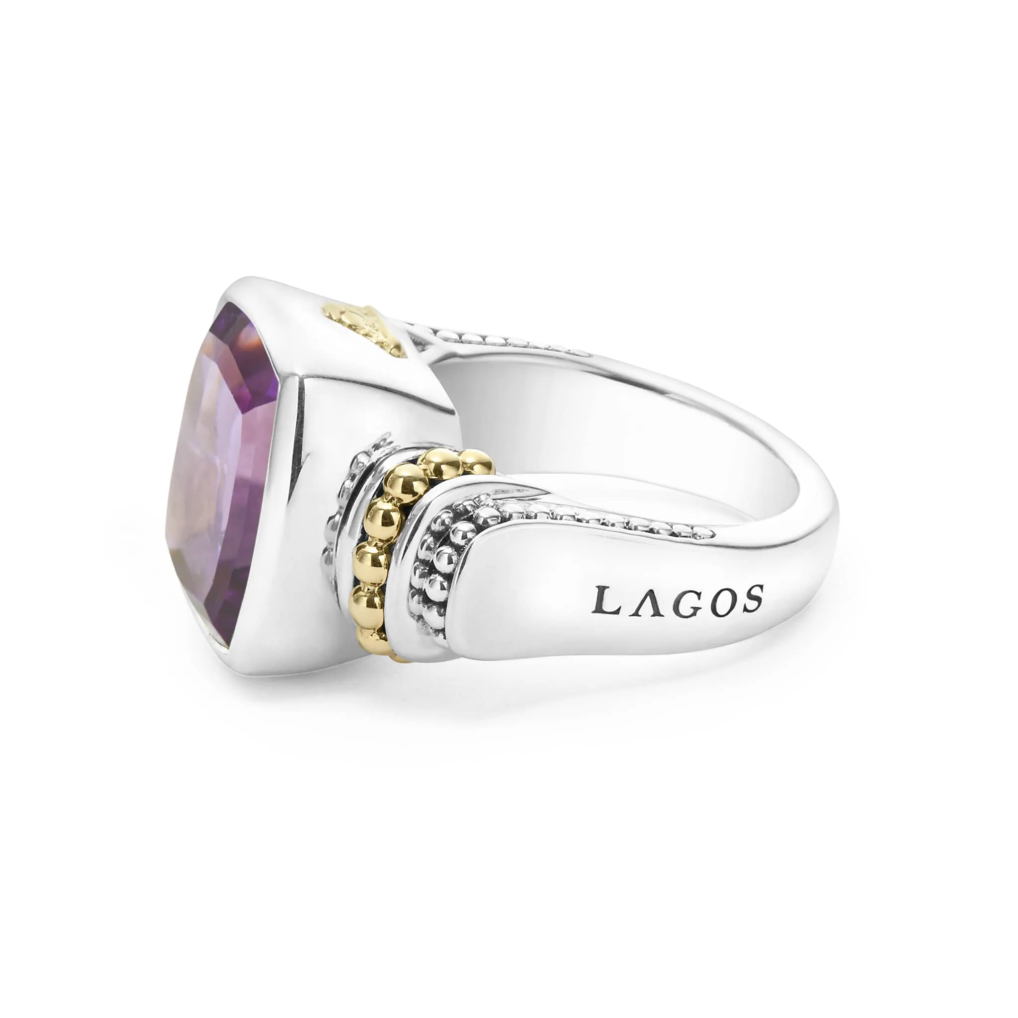 Caviar Color Small Amethyst Statement Ring