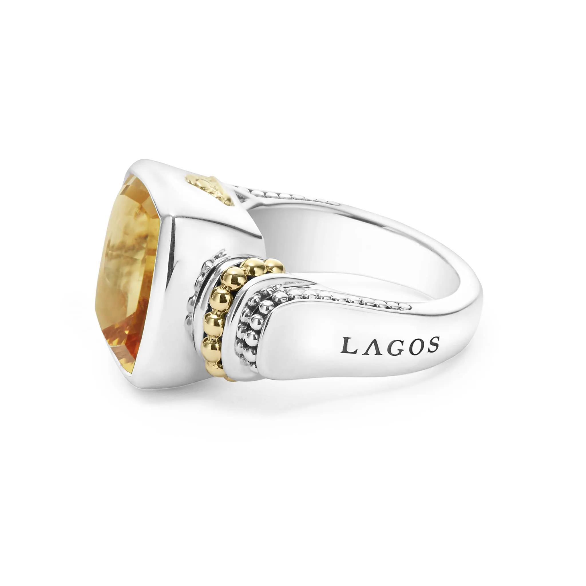 Caviar Color Small Citrine Statement Ring