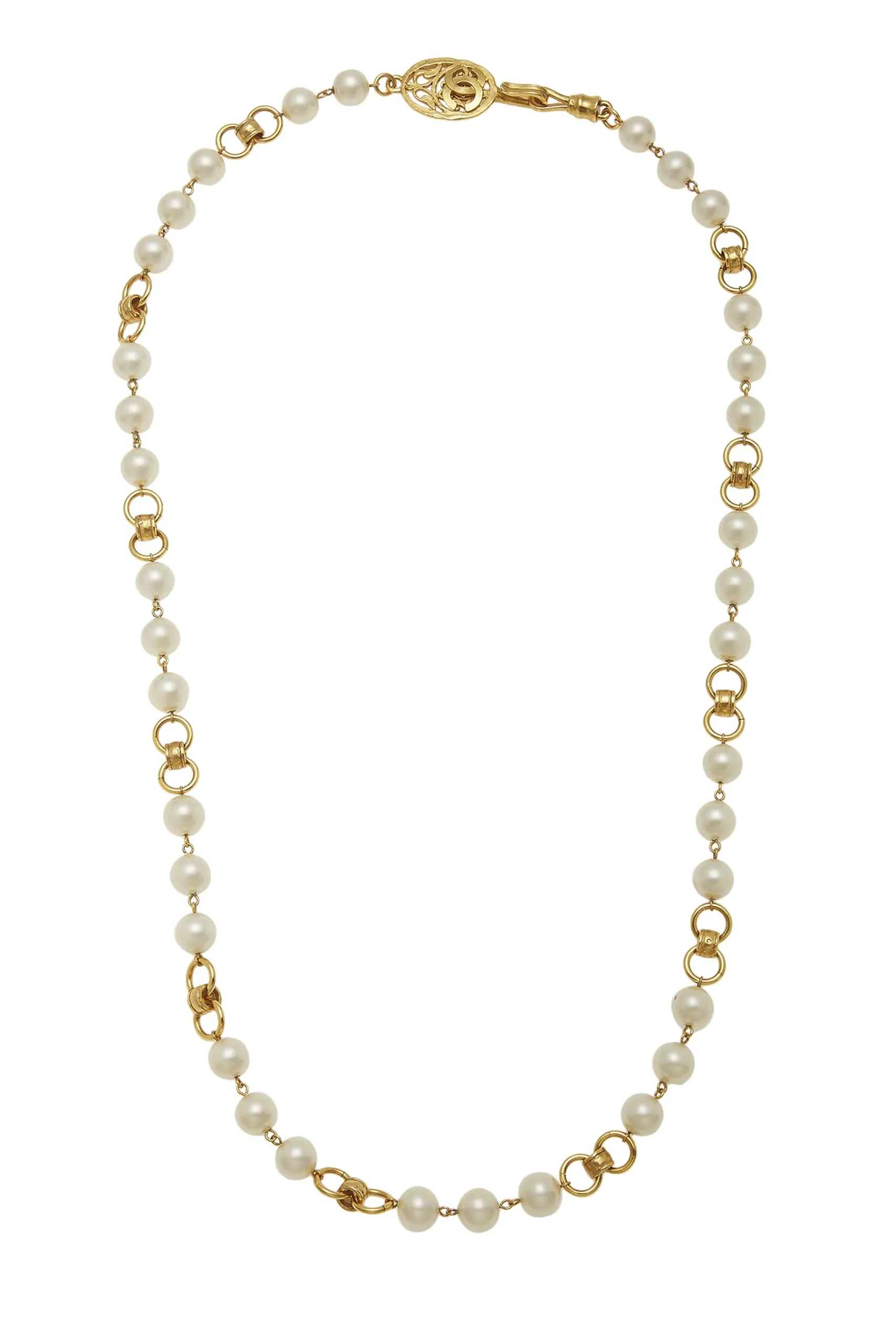 Chanel,  Faux Pearl & Gold Necklace, Gold