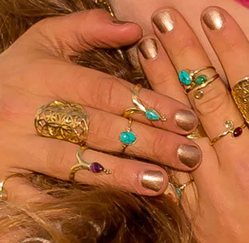 Chevron Ring - Brass - Turquoise