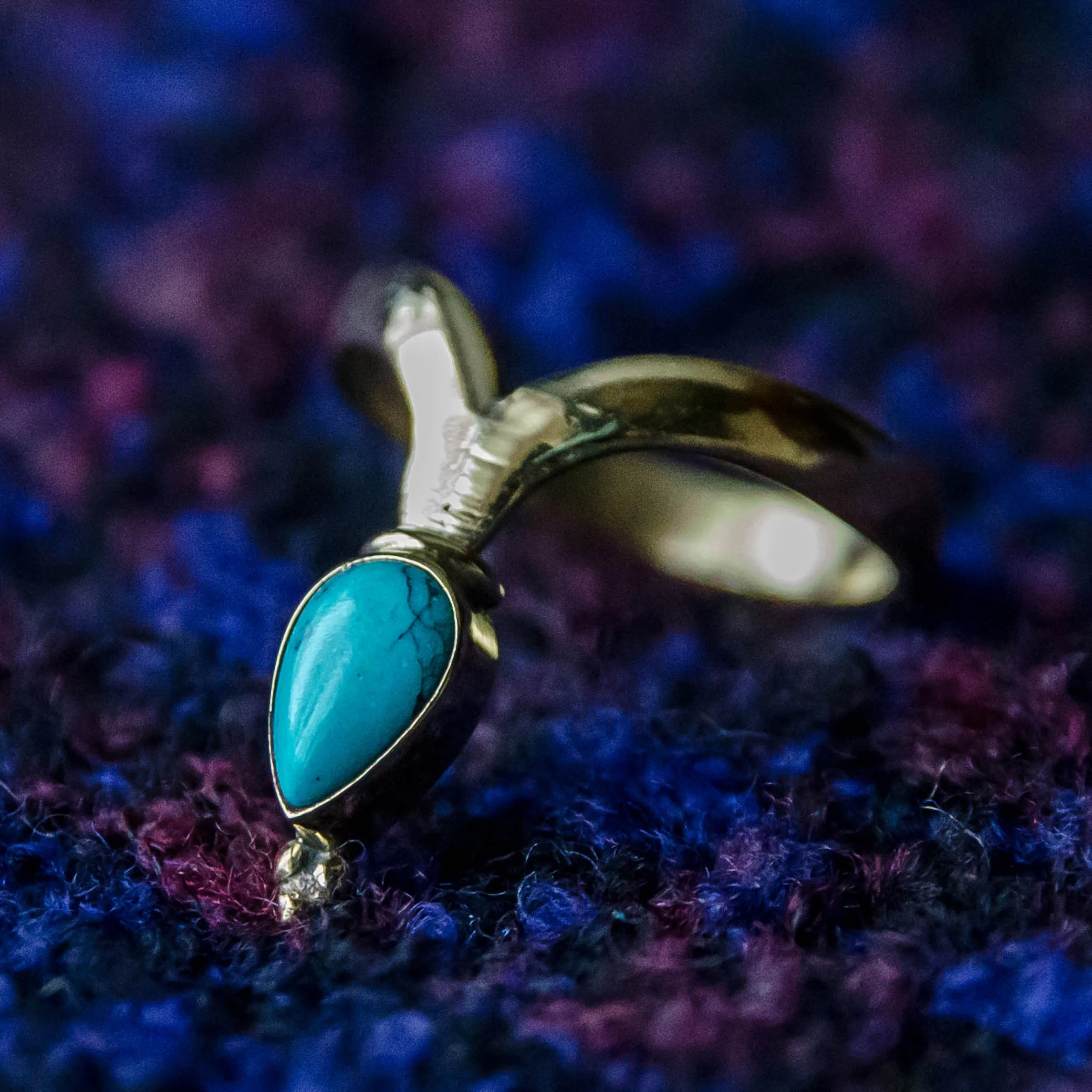 Chevron Ring - Brass - Turquoise