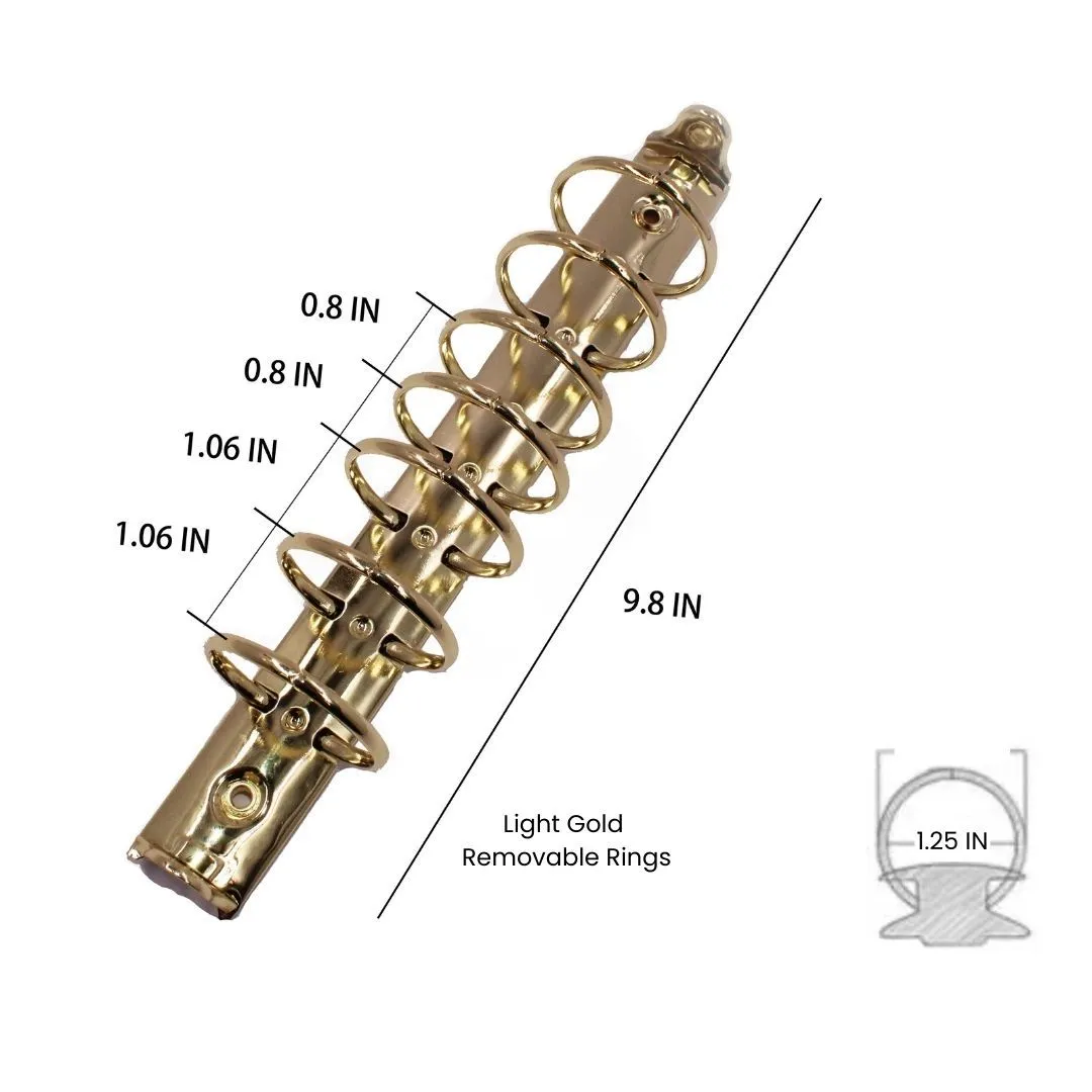 Classic Light Gold Removable 7 Planner Binder Replacement Rings - 1.25 Inch