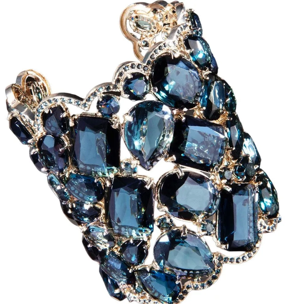 Elegant Female Swarovski Crystal Cuff 72 Blue Stones