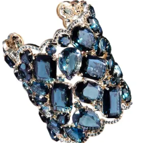 Elegant Female Swarovski Crystal Cuff 72 Blue Stones