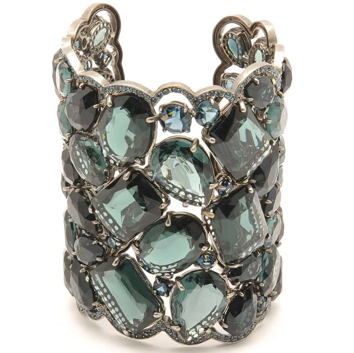 Elegant Female Swarovski Crystal Cuff 72 Blue Stones