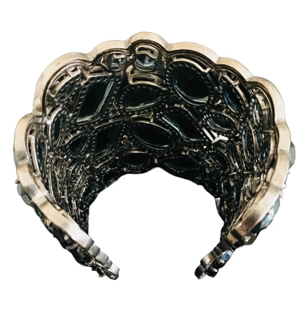 Elegant Female Swarovski Crystal Cuff 72 Blue Stones