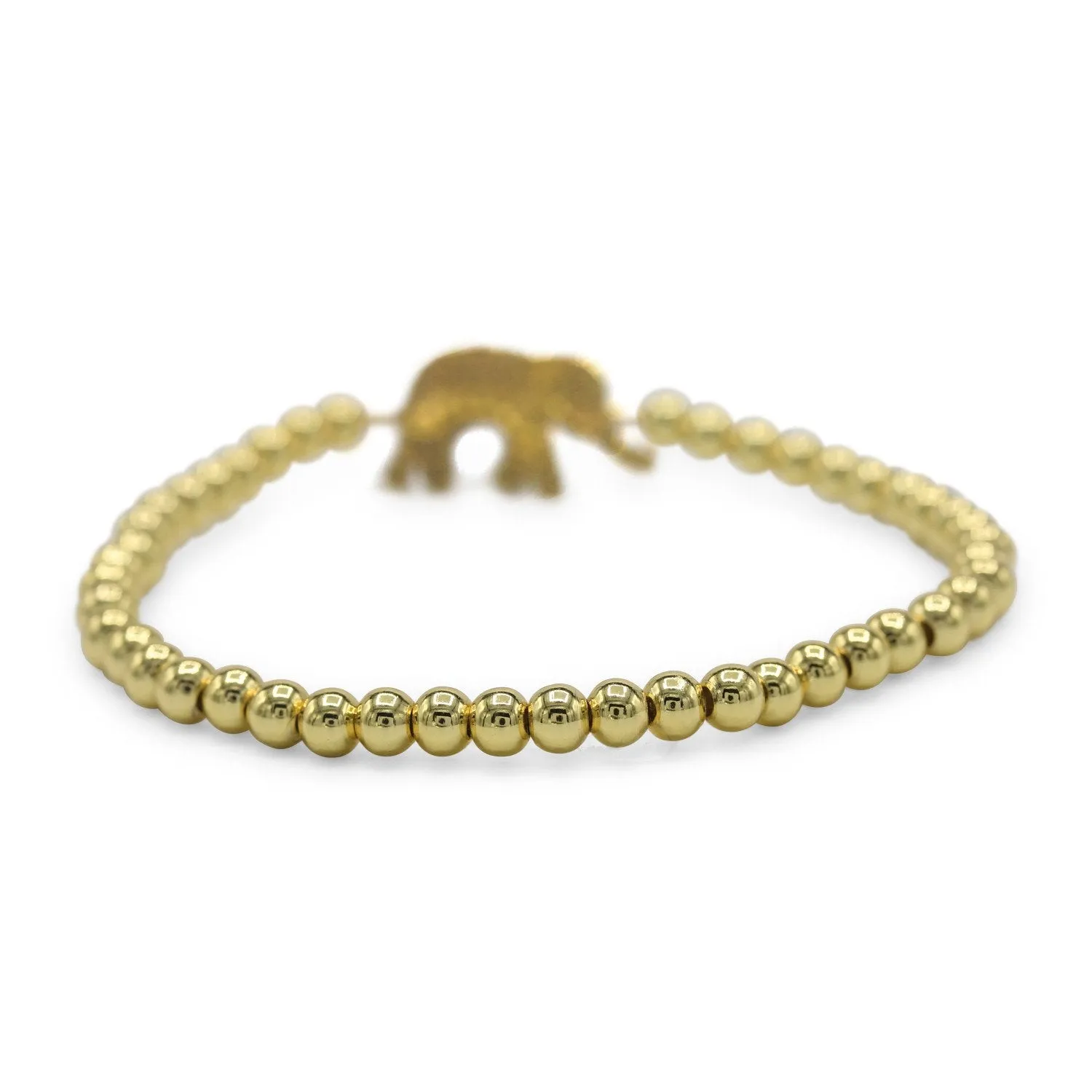 Elephant Brass Charm Bracelet CZ