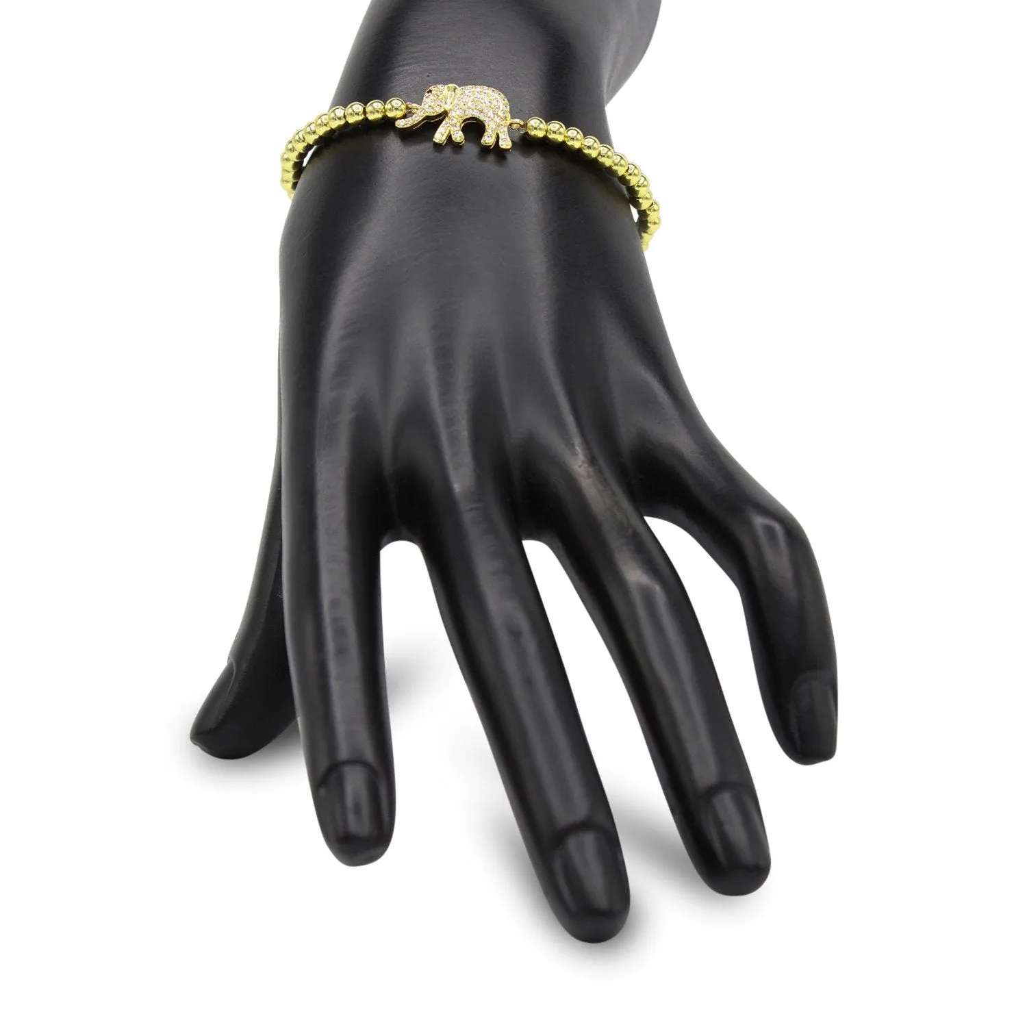 Elephant Brass Charm Bracelet CZ