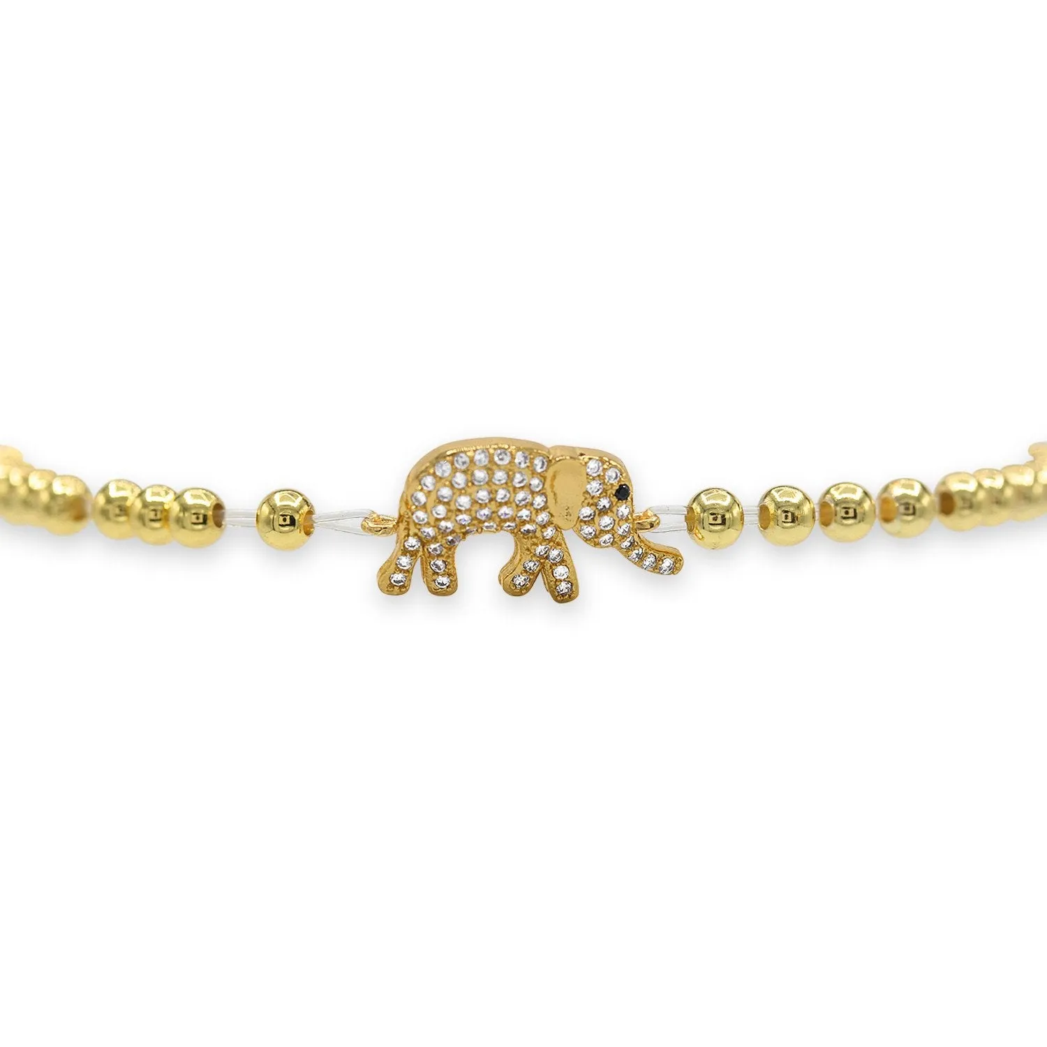 Elephant Brass Charm Bracelet CZ