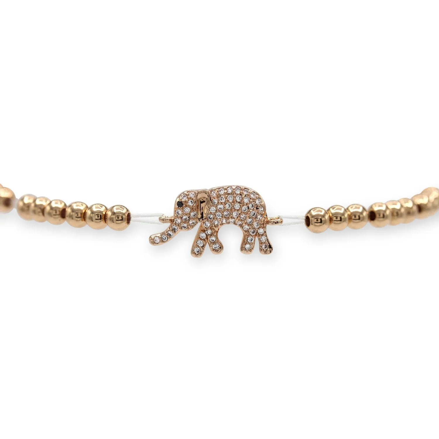 Elephant Brass Charm Bracelet CZ