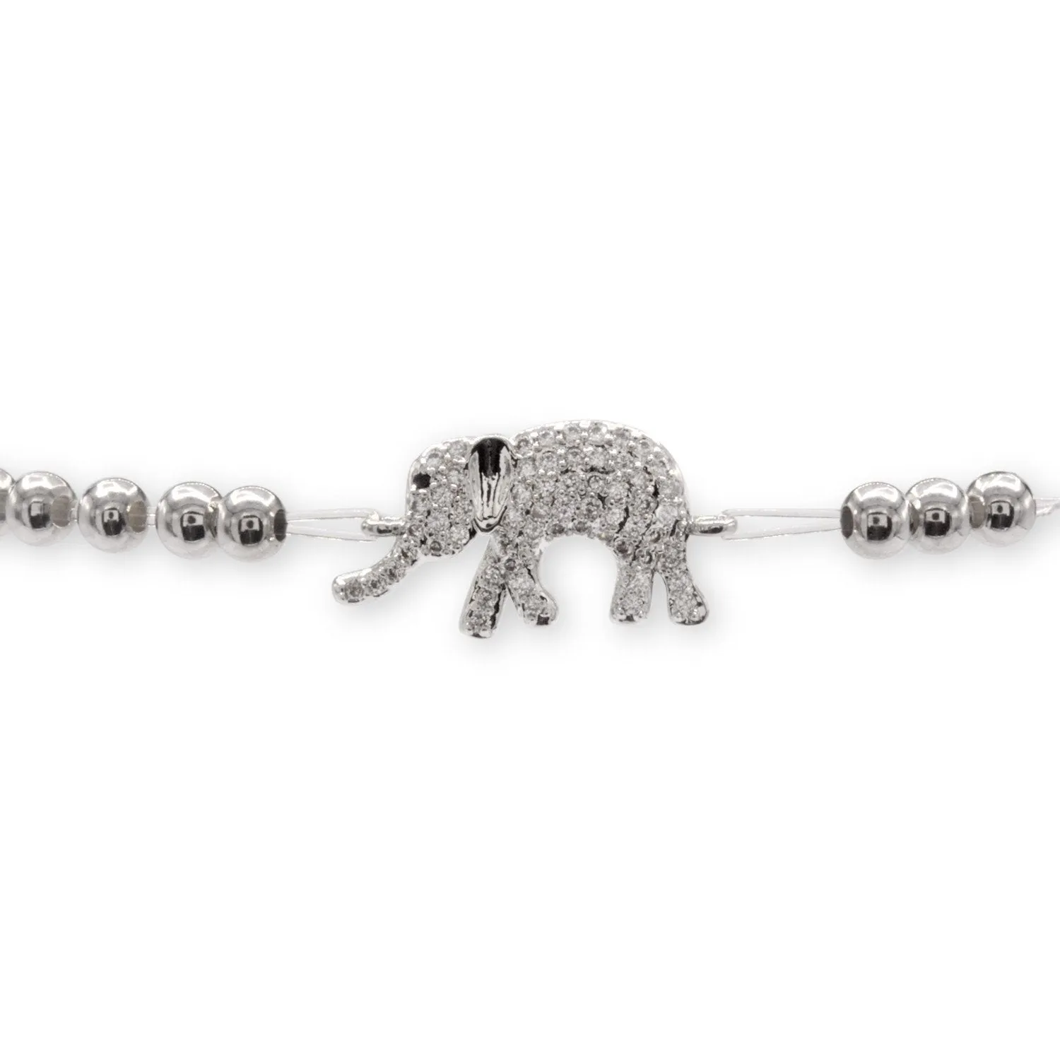 Elephant Brass Charm Bracelet CZ