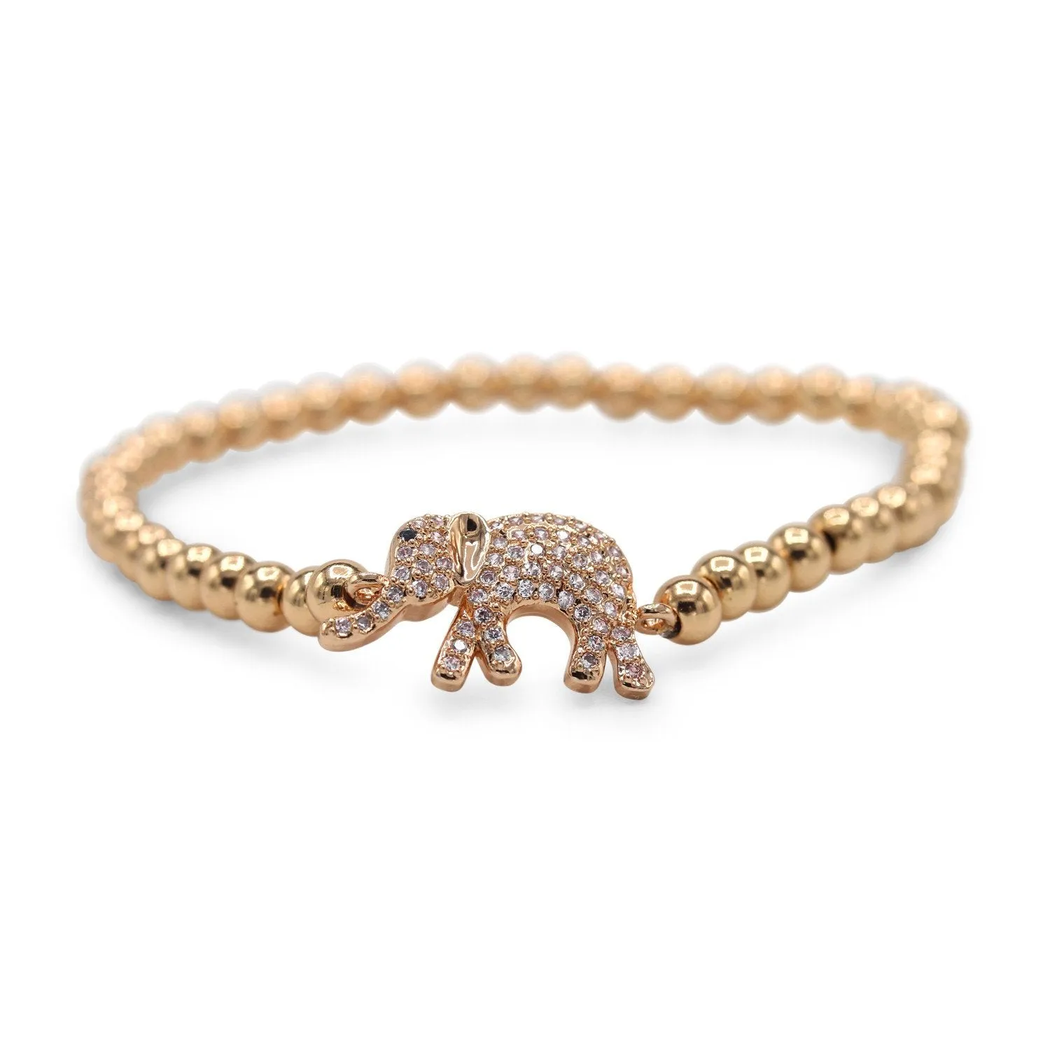 Elephant Brass Charm Bracelet CZ