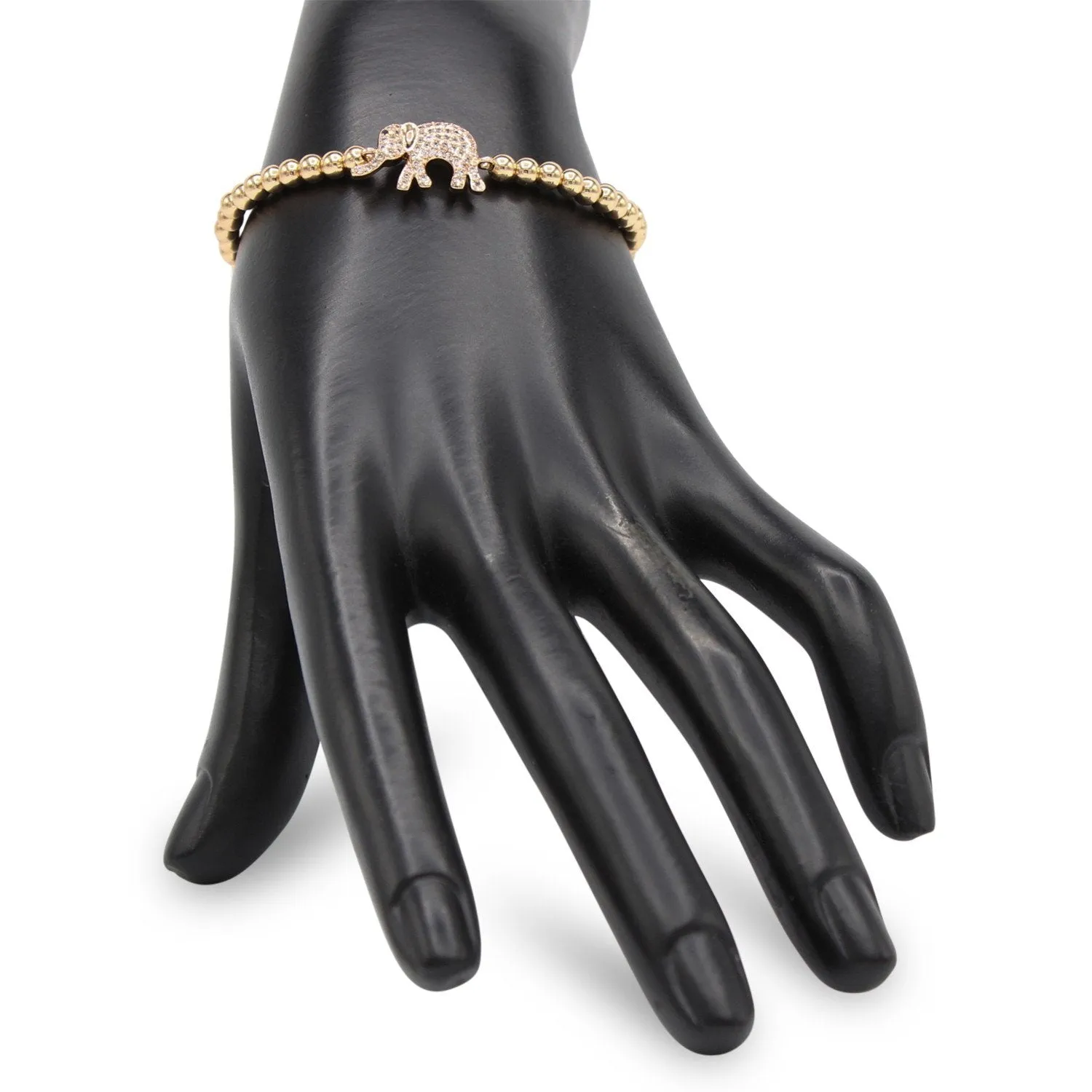 Elephant Brass Charm Bracelet CZ