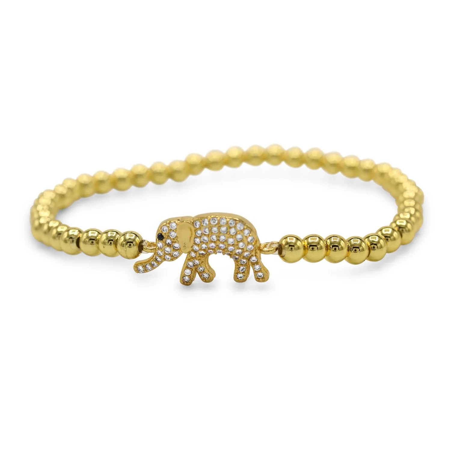 Elephant Brass Charm Bracelet CZ