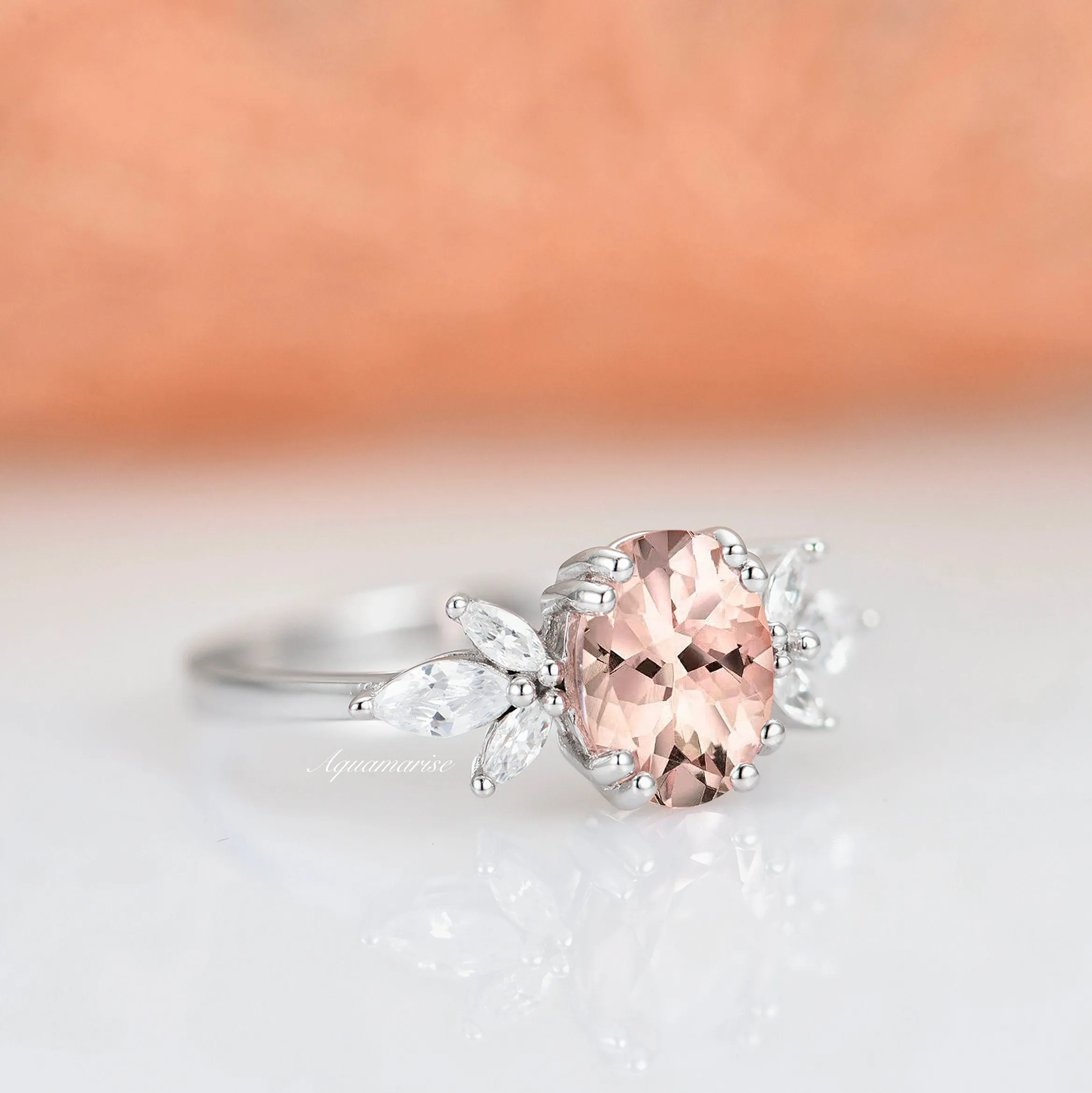Eva Morganite Ring- Sterling Silver