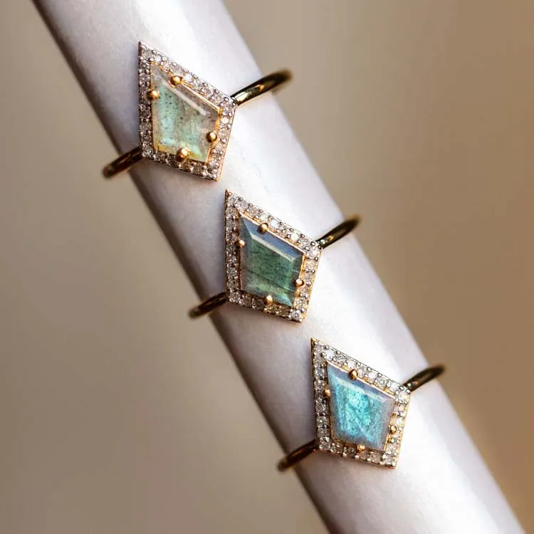 Gemstone & Diamond Kite Ring