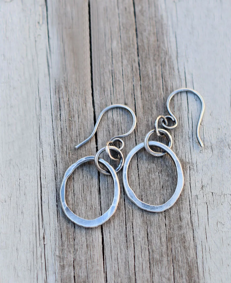 Handcrafted X-Small Silver Hoop Earrings. Pure Fine Silver Hoops. 83163 Minimalist Jewelry