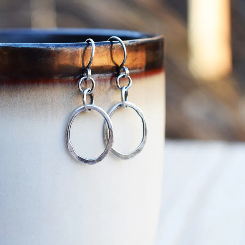 Handcrafted X-Small Silver Hoop Earrings. Pure Fine Silver Hoops. 83163 Minimalist Jewelry