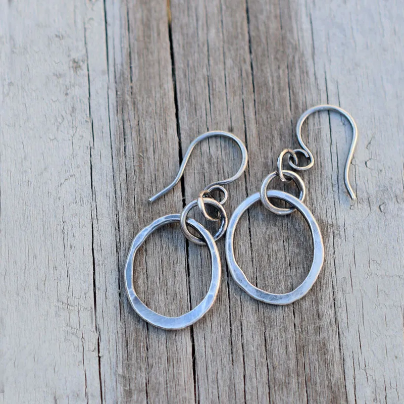 Handcrafted X-Small Silver Hoop Earrings. Pure Fine Silver Hoops. 83163 Minimalist Jewelry