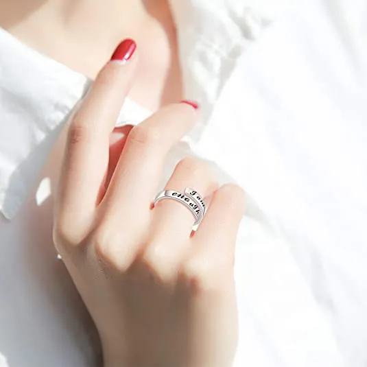 I Am Enough Ring, Stainless Steel Silver Adjustable Ring