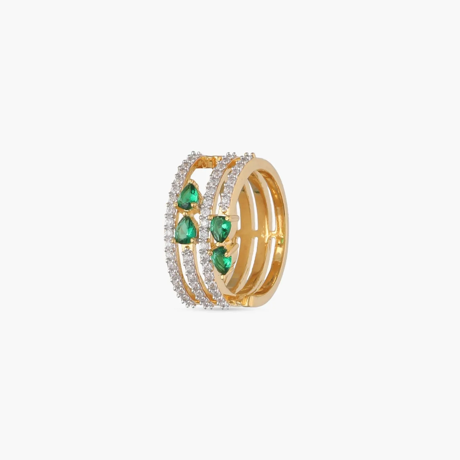 Leafy Charm CZ Silver Finger Ring