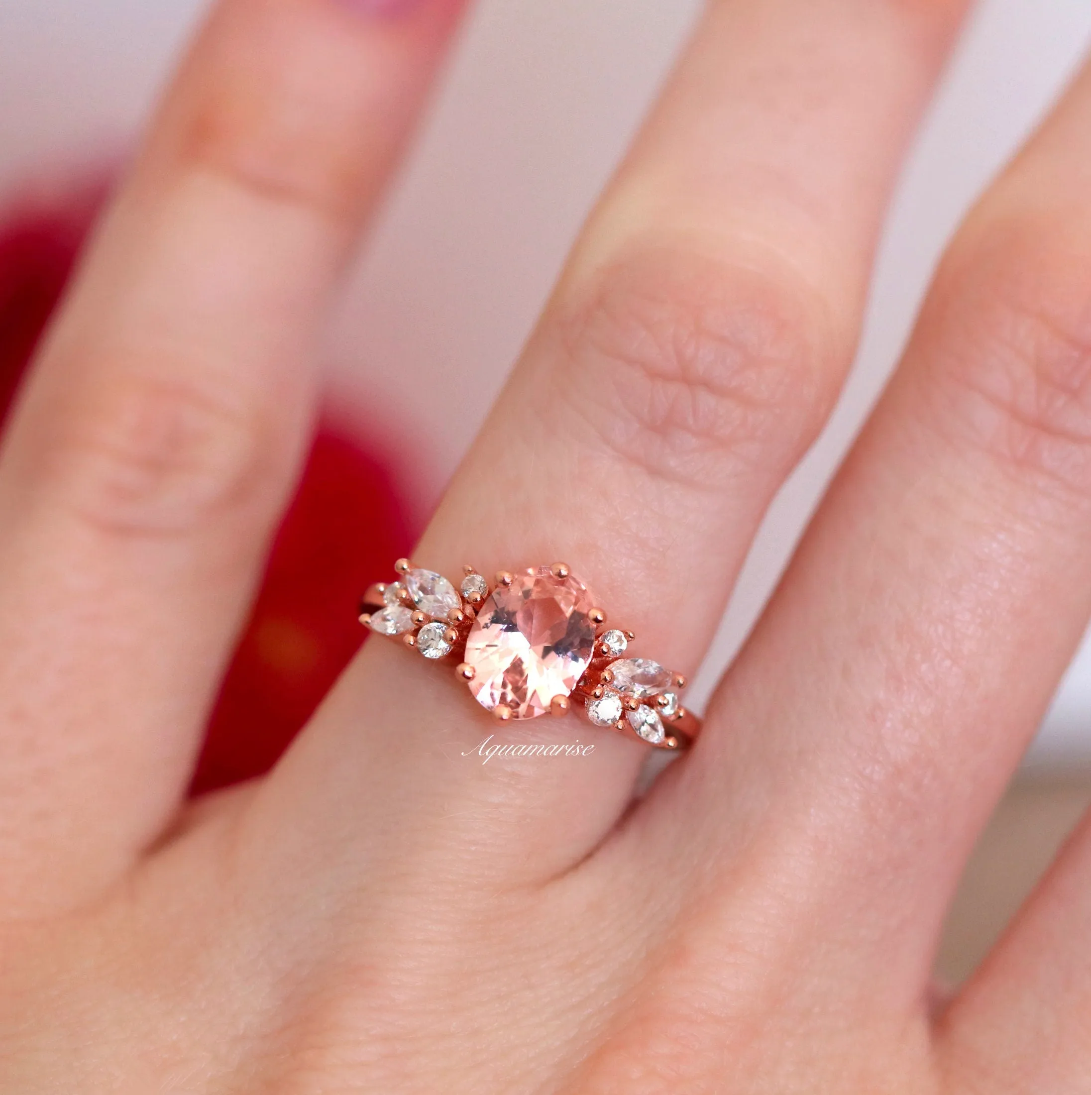 Lily Morganite Ring- 14K Rose Gold Vermeil