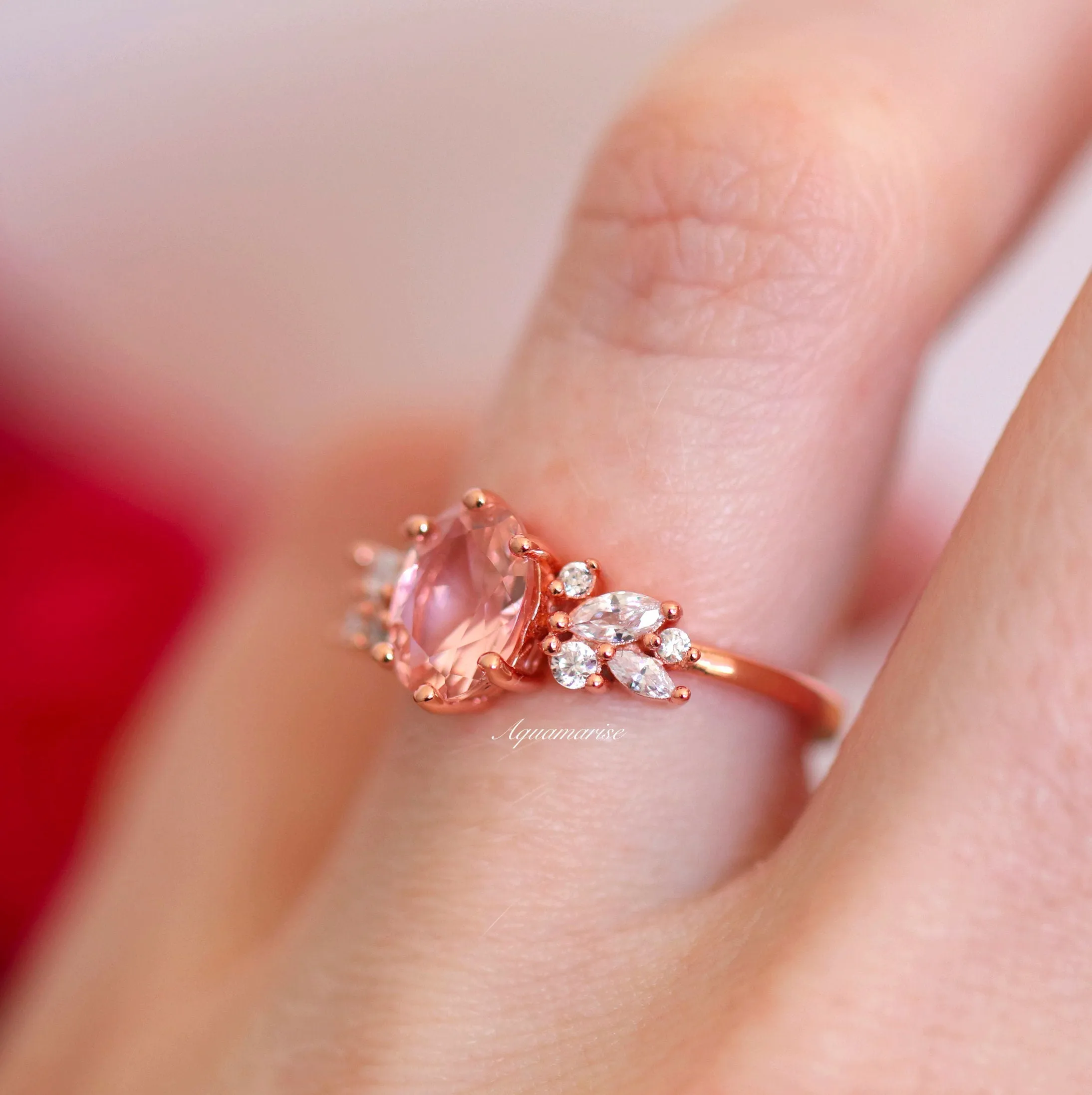 Lily Morganite Ring- 14K Rose Gold Vermeil