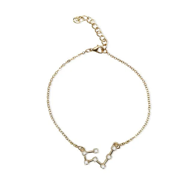 QIAMNI 12 Star Zodiac Signs Constellation Horoscope Crystal Astrology Galaxy Bracelet Bangle Jewelry Birthday Friendship Gift