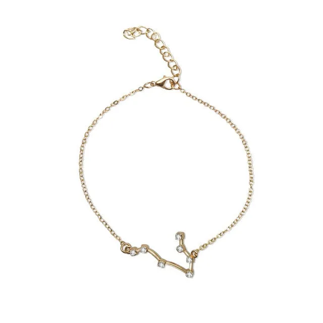 QIAMNI 12 Star Zodiac Signs Constellation Horoscope Crystal Astrology Galaxy Bracelet Bangle Jewelry Birthday Friendship Gift