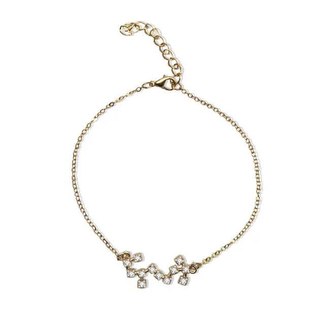 QIAMNI 12 Star Zodiac Signs Constellation Horoscope Crystal Astrology Galaxy Bracelet Bangle Jewelry Birthday Friendship Gift
