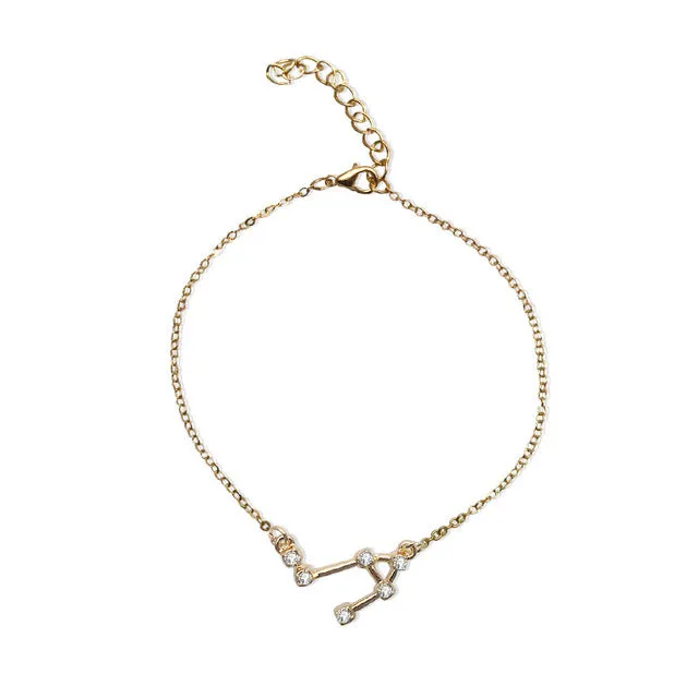 QIAMNI 12 Star Zodiac Signs Constellation Horoscope Crystal Astrology Galaxy Bracelet Bangle Jewelry Birthday Friendship Gift