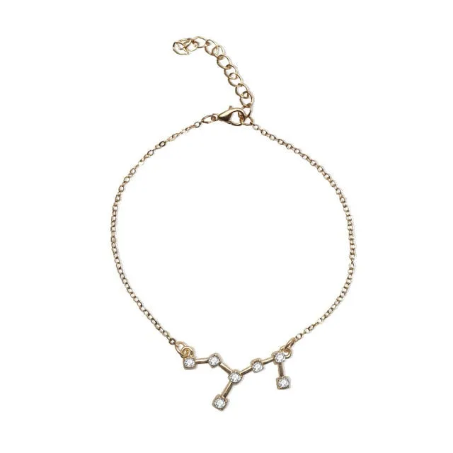 QIAMNI 12 Star Zodiac Signs Constellation Horoscope Crystal Astrology Galaxy Bracelet Bangle Jewelry Birthday Friendship Gift