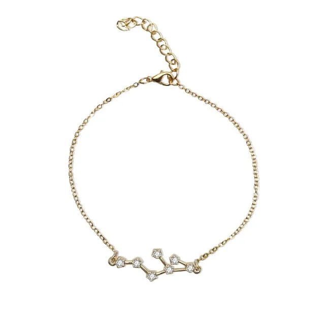 QIAMNI 12 Star Zodiac Signs Constellation Horoscope Crystal Astrology Galaxy Bracelet Bangle Jewelry Birthday Friendship Gift
