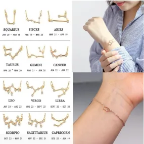 QIAMNI 12 Star Zodiac Signs Constellation Horoscope Crystal Astrology Galaxy Bracelet Bangle Jewelry Birthday Friendship Gift