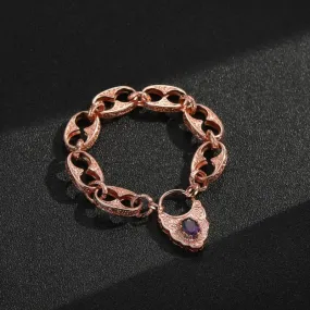 Rose Gold Filled Button Belcher Bracelet Padlock 8 Inches