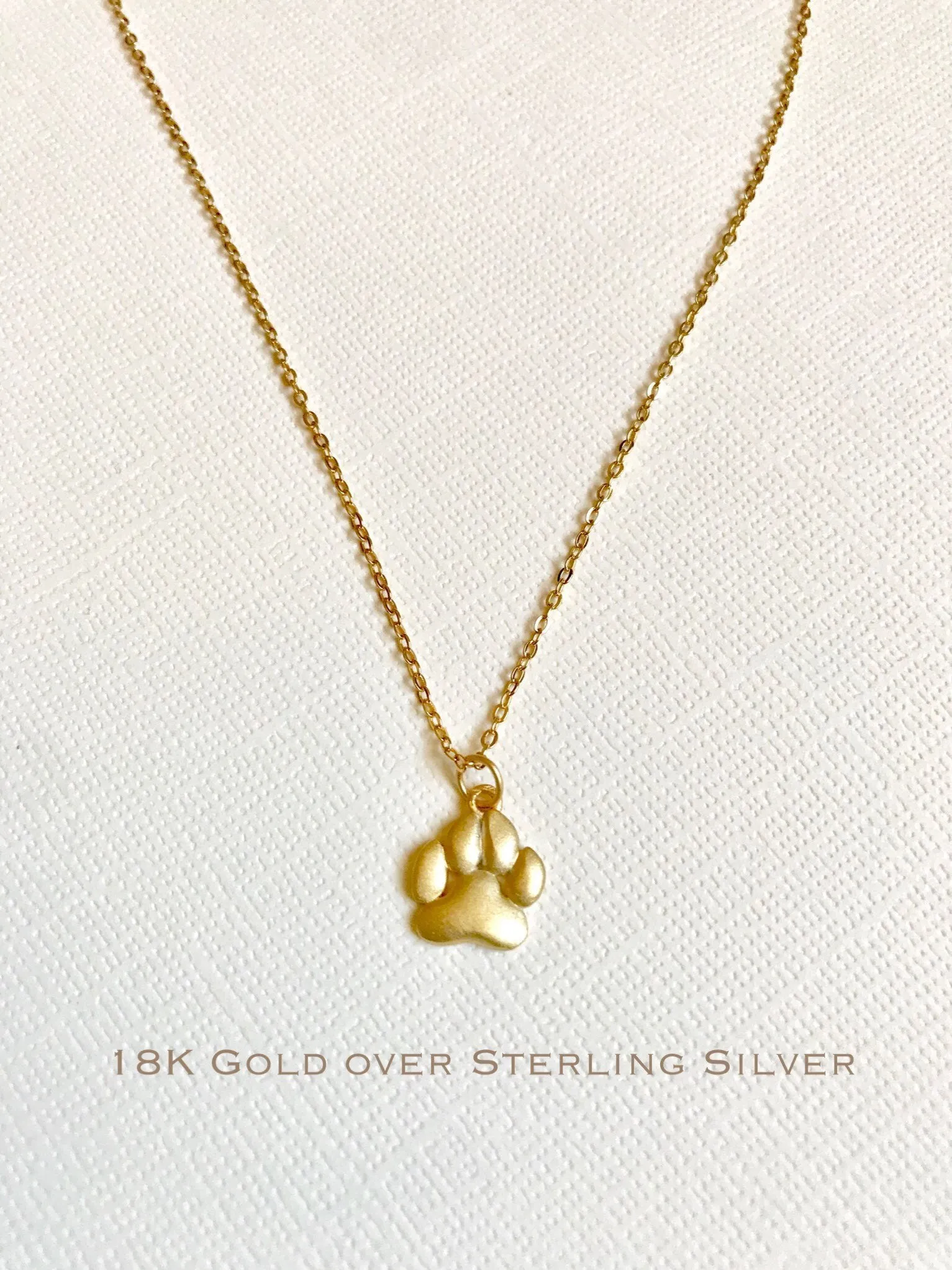Rose Gold over Sterling Silver Paw print necklace, dog lover necklace, cat lover necklace, pet memorial, dog memorial necklace, paw necklace